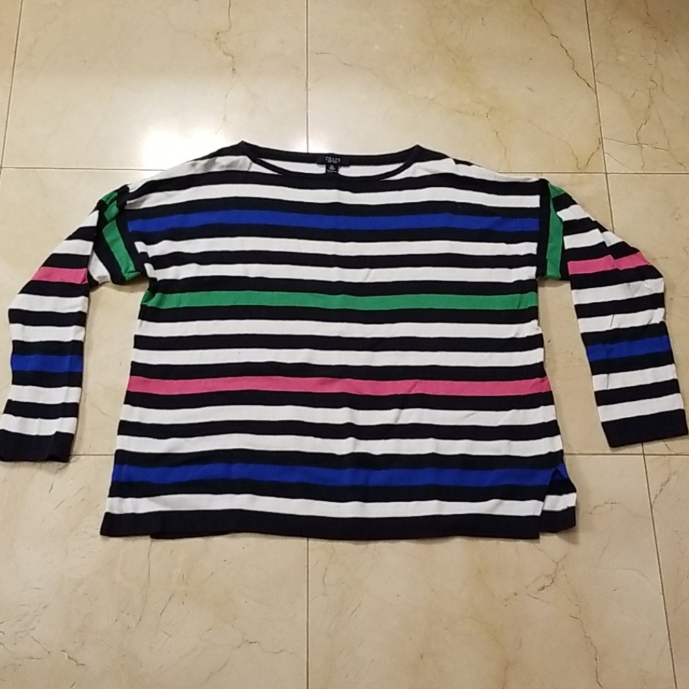 Blue, Green, Pink, and White Striped Chaps Sweater